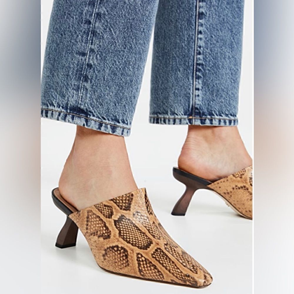 Sam Edelman Skya Snakeskin Print Embossed Leather Mules - Picture 3 of 15